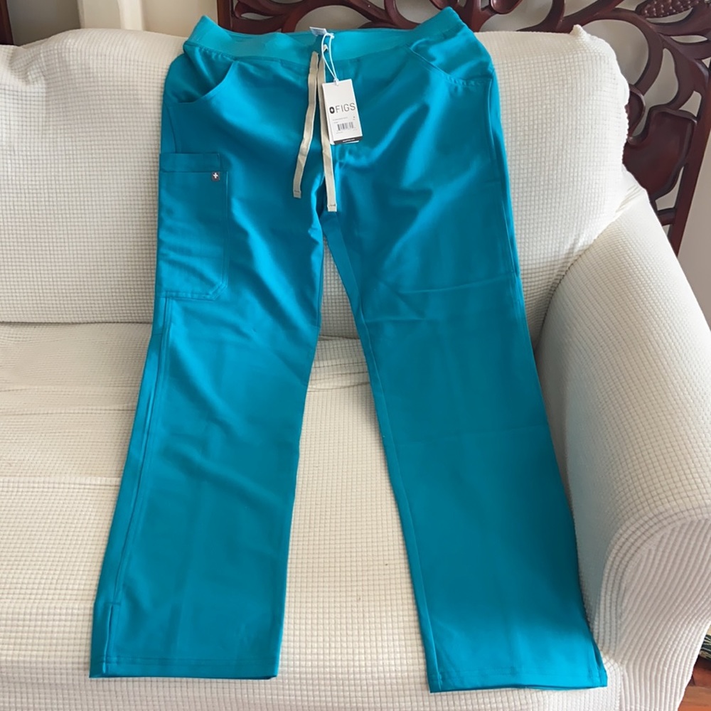Figs Teal Kade cargo scrub pants